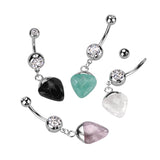 Heart Semi Precious Srone Dangle Belly Button Navel Ring