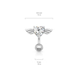 Angel Winged 8mm Heart CZ Navel Belly Button Ring