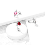 Angel Winged 8mm Heart CZ Navel Belly Button Ring