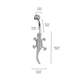 316L Surgical Steel Pave Clear CZ Lizard Belly Button Ring