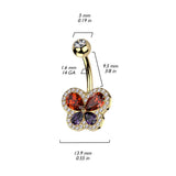 CZ Butterfly and Pave CZ Edge Navel Belly Button Ring
