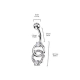 Paved CZ on Double Ring & CZ Belly Button Ring