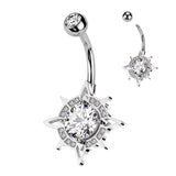 CZ Center With CZ Edge Compass Belly Button Ring