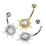 CZ Center With CZ Edge Compass Belly Button Ring