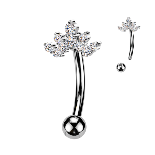 Round CZ Cluster Crown Top Reverse Belly Button Ring
