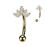 Round CZ Cluster Crown Top Reverse Belly Button Ring