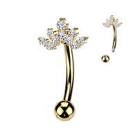 Round CZ Cluster Crown Top Reverse Belly Button Ring