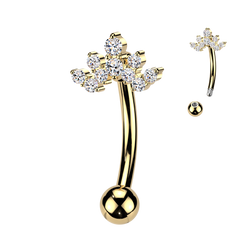 Round CZ Cluster Crown Top Reverse Belly Button Ring