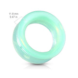 Pair Green Opalite Glass Double Flare Ear Plugs