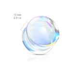 Pair Iridescent Glass Double Flare Ear Plugs