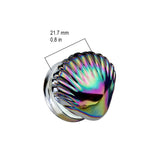 Pair Iridescent Rainbow Shell Double Flare Glass Ear Plugs