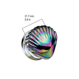 1 Pc Iridescent Rainbow Shell Double Flare Glass Ear Plug