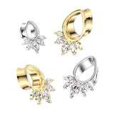 Pair 5 Marquise CZ Fan Tear Drop Double Flare Tunnel