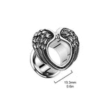 Pair Double Flared Angel Wings 316L Surgical Steel Ear Tunnel Plug