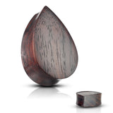 Pair Organic Sono Wood Tear Drop Double Flared Saddle Plugs