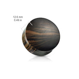 Organic Striped Ebony Wood Convex Saddle Plugs Ear Gauges Tunnels Pair