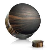 Organic Striped Ebony Wood Convex Saddle Plugs Ear Gauges Tunnels Pair