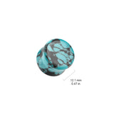 Pair Teal Black Turquoise Double Flare Stone Plug