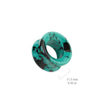 Pair Teal Black Turquoise Double Flare Stone Tunnel