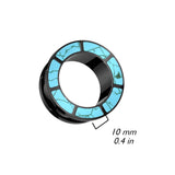 Pair Turquoise Rimmed Black Screw Fit Ear Tunnels Plugs