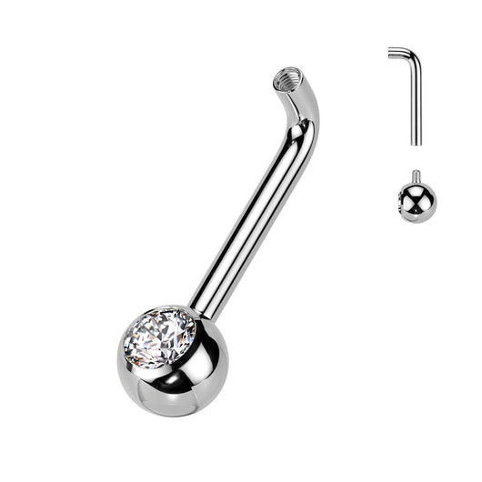 Implant Titanium L Bent Christina Piercing Barbell With Gem End