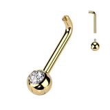 Implant Titanium L Bent Christina Piercing Barbell With Gem End