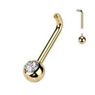 Implant Titanium L Bent Christina Piercing Barbell With Gem End