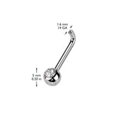 Implant Titanium L Bent Christina Piercing Barbell With Gem End