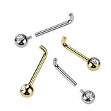 Implant Titanium L Bent Christina Piercing Barbell With Gem End