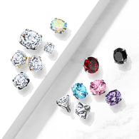 1 Pc Prong Set Asssorted CZ Dermal Anchor Top 14 Gauge