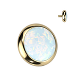 316L Surgical Steel Internally Threaded Opal Bezel Dermal Anchor Top