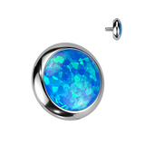 316L Surgical Steel Internally Threaded Opal Bezel Dermal Anchor Top