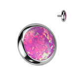 316L Surgical Steel Internally Threaded Opal Bezel Dermal Anchor Top