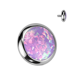 316L Surgical Steel Internally Threaded Opal Bezel Dermal Anchor Top