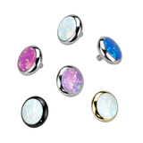 316L Surgical Steel Internally Threaded Opal Bezel Dermal Anchor Top