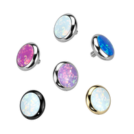 316L Surgical Steel Internally Threaded Opal Bezel Dermal Anchor Top