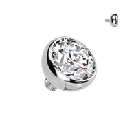 Titanium Internally Threaded Dermal Anchor Top Bezel Clear Gem 16G