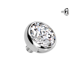 Titanium Internally Threaded Dermal Anchor Top Bezel Clear Gem 16G