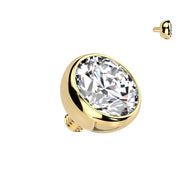 Titanium Internally Threaded Bezel Clear CZ Dermal Anchor Top 14G