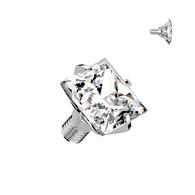 Titanium Internally Threaded Prong Square CZ Dermal Anchor Top 14G