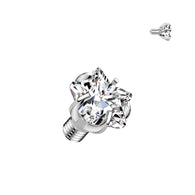 Titanium Internally Threaded Prong Star CZ Dermal Anchor Top 14G