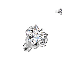 Titanium Internally Threaded Prong Star CZ Dermal Anchor Top 16G