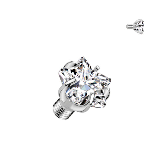 Titanium Internally Threaded Prong Star CZ Dermal Anchor Top 14G