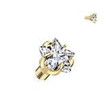 Titanium Internally Threaded Prong Star CZ Dermal Anchor Top 16G