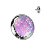 Implant Titanium Bezel Set Opal Top Parts Lip, Eyebrow Dermal 16G