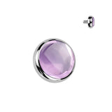 Titanium Internally Threaded Flat Bezel Natural Stone Dermal Anchor Top