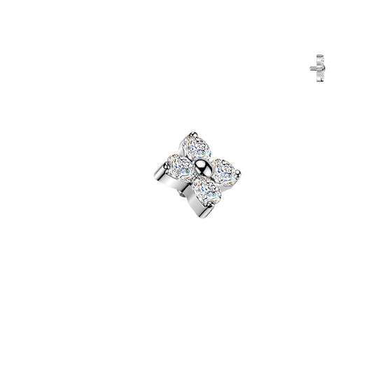 Titanium Internally Threaded Dermal Anchor Top CZ Flower Tragus