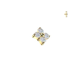 Titanium Internally Threaded Dermal Anchor Top CZ Flower Tragus
