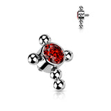 Titanium Bezel CZ Beaded Ball Cross Top For Lip Eyebrow Dermal