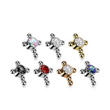 Titanium Bezel CZ Beaded Ball Cross Top For Lip Eyebrow Dermal